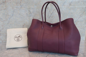 HERMES GARDEN PARTY PM Negonda leather Cassis □O Engraving Tote bag 500110164