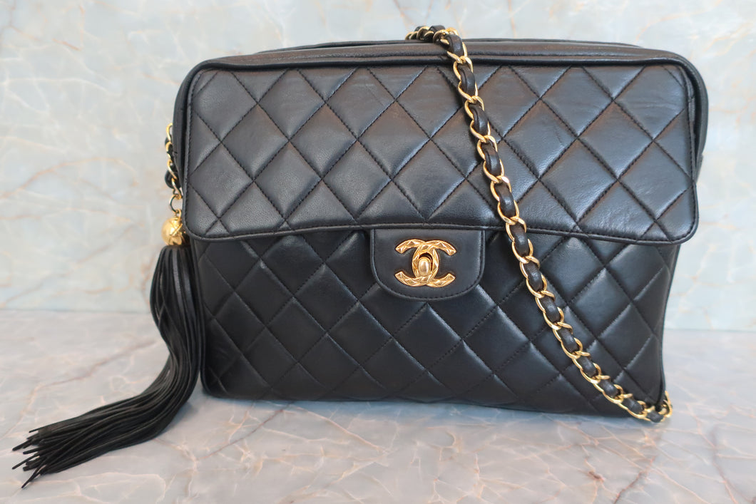 CHANEL/シャネル マトラッセフリンジチェーンショルダーバッグ ラムスキン ブラック/ゴールド金具 ショルダーバッグ 600070053