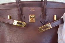 Load image into Gallery viewer, HERMES BIRKIN 25 Graine leather Brown □K Engraving Hand bag 800010041
