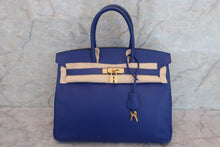 将图片加载到图库查看器，HERMES BIRKIN 35 Epsom leather Blue electric □R刻印 Hand bag 600100196
