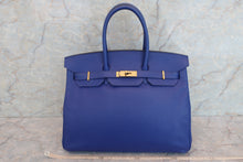 将图片加载到图库查看器，HERMES BIRKIN 35 Epsom leather Blue electric □R刻印 Hand bag 600100196
