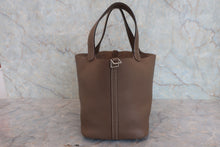 将图片加载到图库查看器，HERMES PICOTIN LOCK MM Clemence leather Etoupe gray D刻印 Hand bag 800030084
