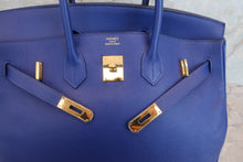 将图片加载到图库查看器，HERMES BIRKIN 35 Epsom leather Blue electric □R刻印 Hand bag 600100196
