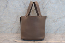 将图片加载到图库查看器，HERMES PICOTIN LOCK PM Clemence leather Etoupe gray □N刻印 Hand bag 600090203
