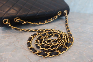 CHANEL Medium Matelasse single flap chain shoulder bag Lambskin Navy/Gold hadware Shoulder bag 600050221