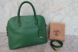 HERMES／エルメス ボリード35 バイカラー クシュベル グリーン/ネイビー 〇V刻印 ショルダーバッグ 700090136
