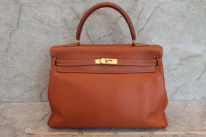 HERMES KELLY 35 Clemence leather Cognac □B刻印 Shoulder bag 600100226