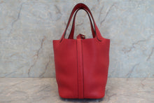 将图片加载到图库查看器，HERMES PICOTIN LOCK PM Clemence leather Rouge casaque C刻印 Hand bag 600090201
