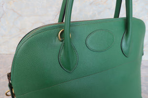 HERMES／エルメス ボリード35 バイカラー クシュベル グリーン/ネイビー 〇V刻印 ショルダーバッグ 700090136