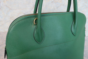 HERMES／エルメス ボリード35 バイカラー クシュベル グリーン/ネイビー 〇V刻印 ショルダーバッグ 700090136