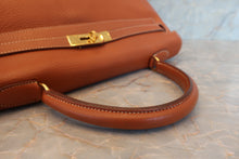 将图片加载到图库查看器，HERMES KELLY 35 Clemence leather Cognac □B刻印 Shoulder bag 600100226
