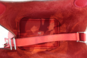 HERMES PICOTIN LOCK PM Clemence leather Rouge casaque C刻印 Hand bag 600090201