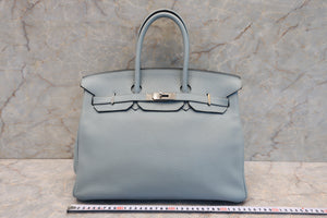 HERMES／エルメス バーキン35 トリヨンクレマンス シエル □N刻印 ハンドバッグ 700070015