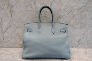 HERMES／エルメス バーキン35 トリヨンクレマンス シエル □N刻印 ハンドバッグ 700070015