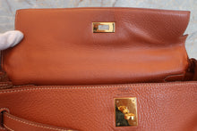 将图片加载到图库查看器，HERMES KELLY 35 Clemence leather Cognac □B刻印 Shoulder bag 600100226
