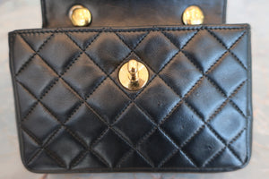 CHANEL Mini matelasse chain shoulder bag Lambskin Black/Gold hadware Shoulder bag 600050232