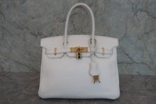 将图片加载到图库查看器，HERMES BIRKIN 30 Clemence leather White □L刻印 Hand bag 800020098
