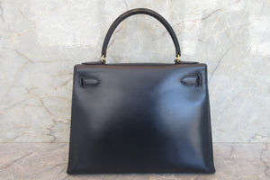HERMES／エルメス ケリー28 ボックスカーフ ネイビー 〇J刻印 ハンドバッグ 700060052