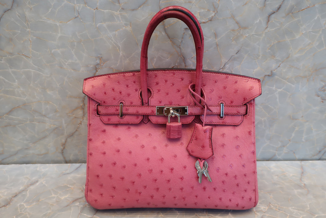 HERMES BIRKIN 25 Ostrich lether Fuschia pink □H刻印 Hand bag 600080162