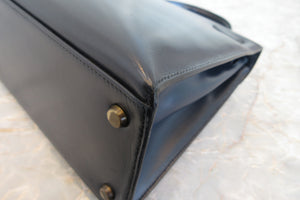 HERMES／エルメス ケリー28 ボックスカーフ ネイビー 〇J刻印 ハンドバッグ 700060052