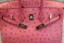 Load image into Gallery viewer, HERMES BIRKIN 25 Ostrich lether Fuschia pink □H Engraving Hand bag 600080162
