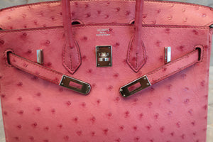 HERMES BIRKIN 25 Ostrich lether Fuschia pink □H刻印 Hand bag 600080162