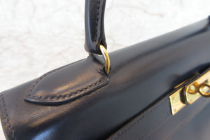 HERMES／エルメス ケリー28 ボックスカーフ ネイビー 〇J刻印 ハンドバッグ 700060052