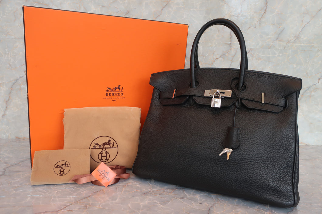 HERMES BIRKIN 35 Clemence leather Black □D刻印  Hand bag 600100201