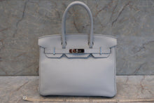 Load image into Gallery viewer, HERMES BIRKIN 30 Clemence leather Lite blue □R Engraving Hand bag 600080148
