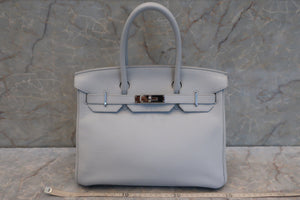 HERMES BIRKIN 30 Clemence leather Lite blue □R刻印 Hand bag 600080148