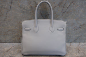 HERMES BIRKIN 30 Clemence leather Lite blue □R刻印 Hand bag 600080148