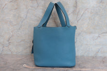 将图片加载到图库查看器，HERMES PICOTIN MM Clemence leather Blue jean □H刻印 Hand bag 600090081
