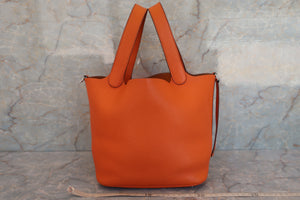 HERMES PICOTIN LOCK MM Clemence leather Orange Hand bag □P刻印 Hand bag 600050237