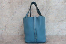 将图片加载到图库查看器，HERMES PICOTIN MM Clemence leather Blue jean □H刻印 Hand bag 600090081
