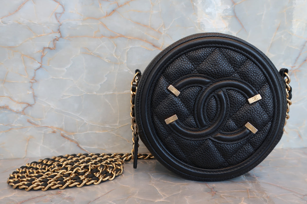 CHANEL/シャネル マトラッセラウンドチェーンショルダーバッグ キャビアスキン ブラック/ゴールド金具 ショルダーバッグ 700040044