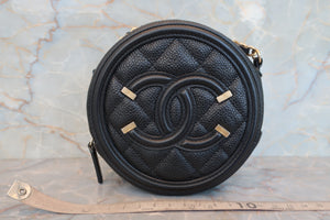 CHANEL/シャネル マトラッセラウンドチェーンショルダーバッグ キャビアスキン ブラック/ゴールド金具 ショルダーバッグ 700040044