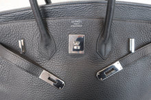 将图片加载到图库查看器，HERMES BIRKIN 35 Clemence leather Black □D刻印  Hand bag 600100201
