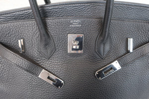 HERMES BIRKIN 35 Clemence leather Black □D刻印  Hand bag 600100201