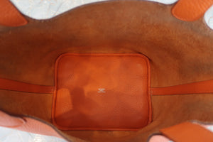 HERMES PICOTIN LOCK MM Clemence leather Orange Hand bag □P Engraving Hand bag 600050237