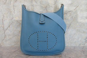 HERMES  EVELYNE 2GM Clemence leather Blue jean □H Engraving Shoulder bag 700060172