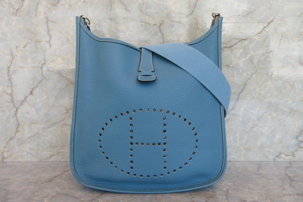 HERMES  EVELYNE 2GM Clemence leather Blue jean □H Engraving Shoulder bag 700060172