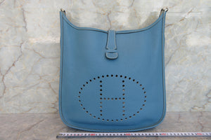 HERMES  EVELYNE 2GM Clemence leather Blue jean □H Engraving Shoulder bag 700060172