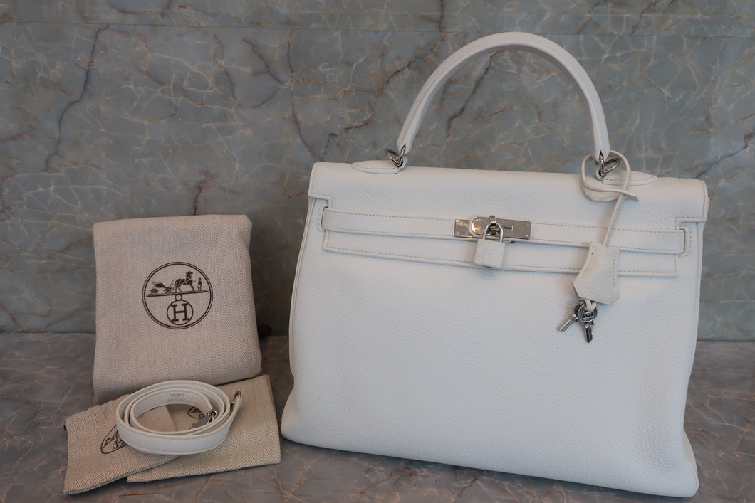 HERMES KELLY 35 Clemence leather White □O刻印 Shoulder bag 600080126