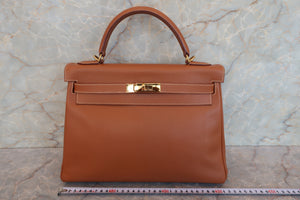 HERMES／エルメス ケリー32 クシュベル ゴールド □E刻印 ショルダーバッグ 700080069