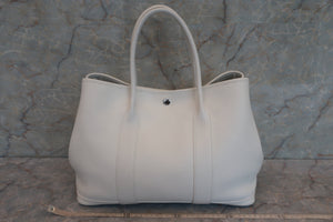HERMES GARDEN PARTY PM Negonda leather White T Engraving Tote bag 600040143
