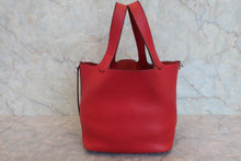 将图片加载到图库查看器，HERMES PICOTIN LOCK MM Clemence leather Rouge casaque C刻印 Hand bag 800020165

