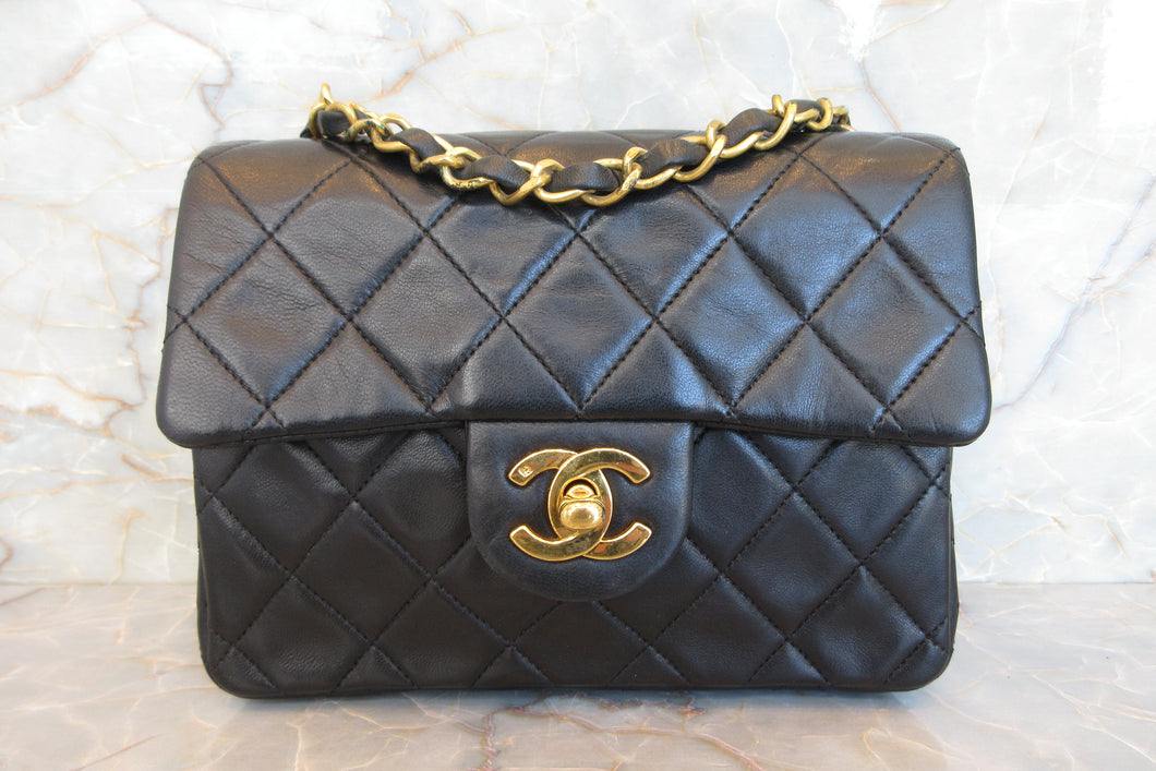 CHANEL/香奈儿 迷你CF 单盖 链条包 羊皮 Black/Gold hadware(黑色/金色金属) 肩背包 700060218
