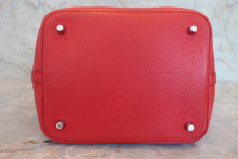 将图片加载到图库查看器，HERMES PICOTIN LOCK MM Clemence leather Rouge casaque C刻印 Hand bag 800020165
