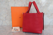 将图片加载到图库查看器，HERMES PICOTIN LOCK PM Clemence leather Rouge casaque C刻印 Hand bag 600070063
