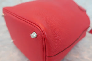 HERMES PICOTIN LOCK PM Clemence leather Rouge casaque C刻印 Hand bag 600070063